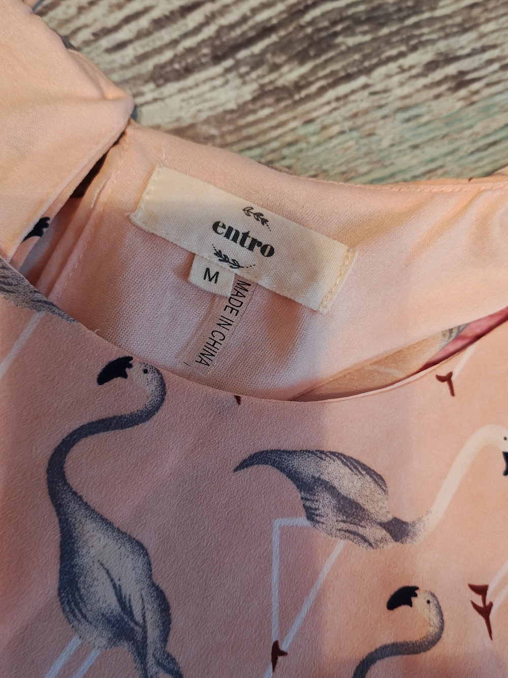 Medium Entro Peach Flamingo Print Dress #1592 - Picture 3 of 4